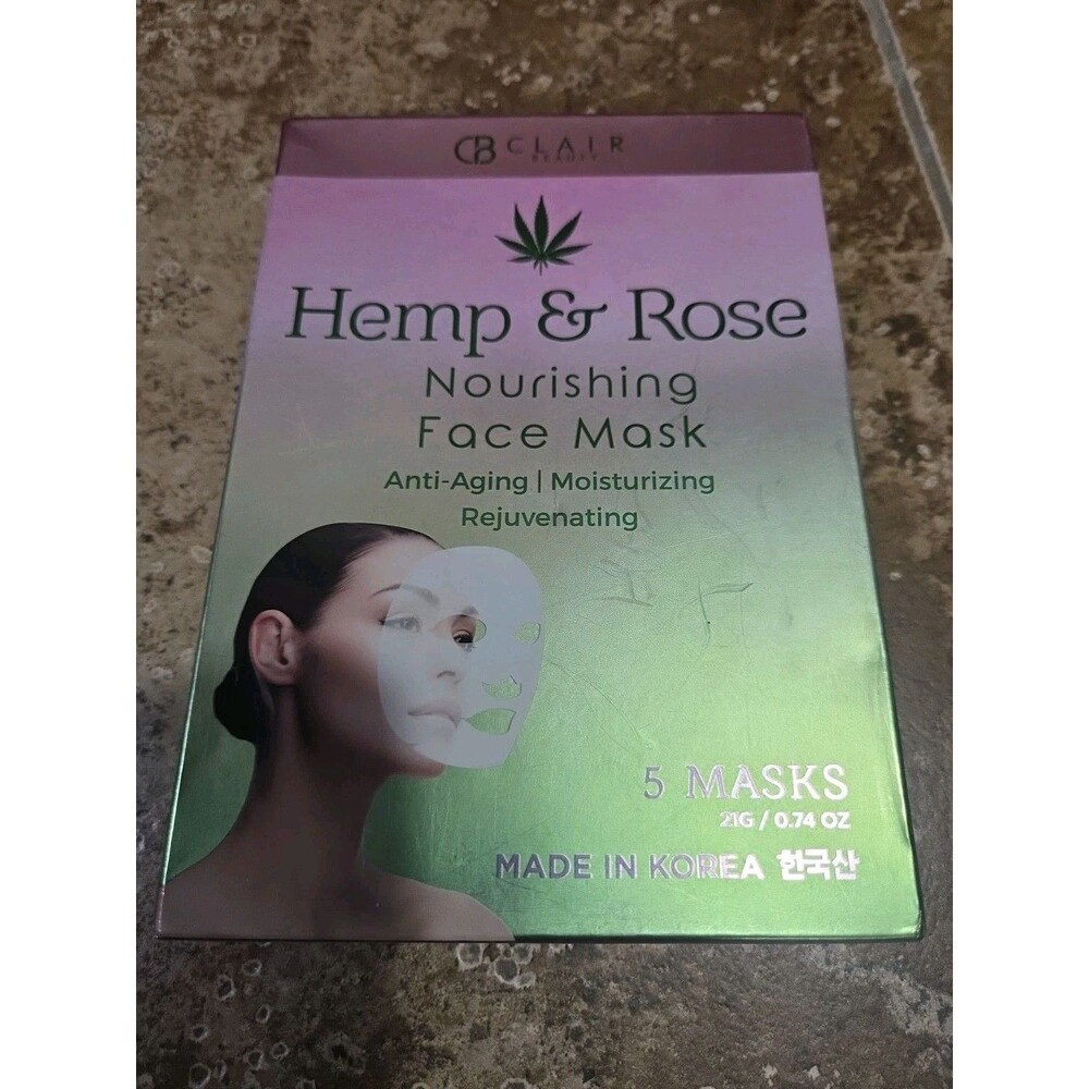 Nourishing Face Mask Hemp & Rose 5 Pack Moisturizing Rejuvenating Clair Beauty